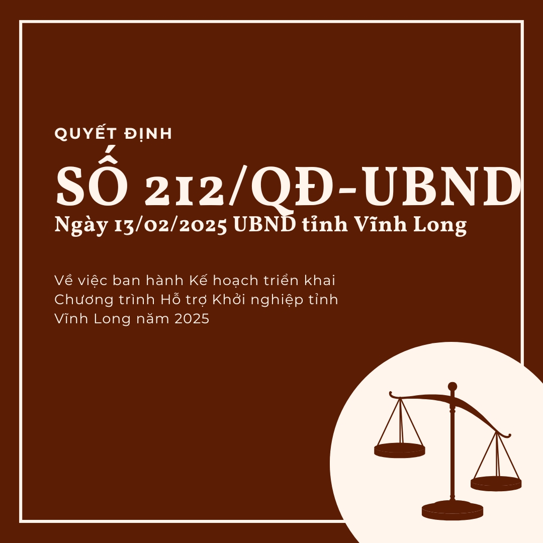 Quyết Định Số 212/QĐ-UBND Tỉnh Vĩnh Long | Khởi Nghiệp