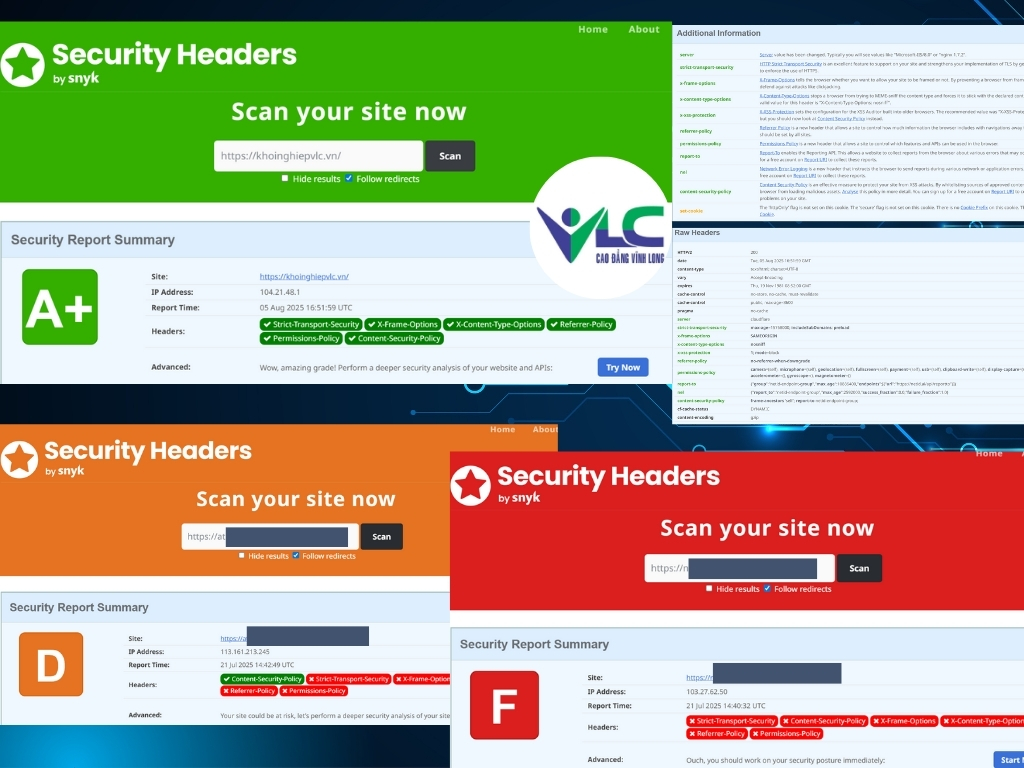 ✅ Minh họa một số website đã kiểm tra: